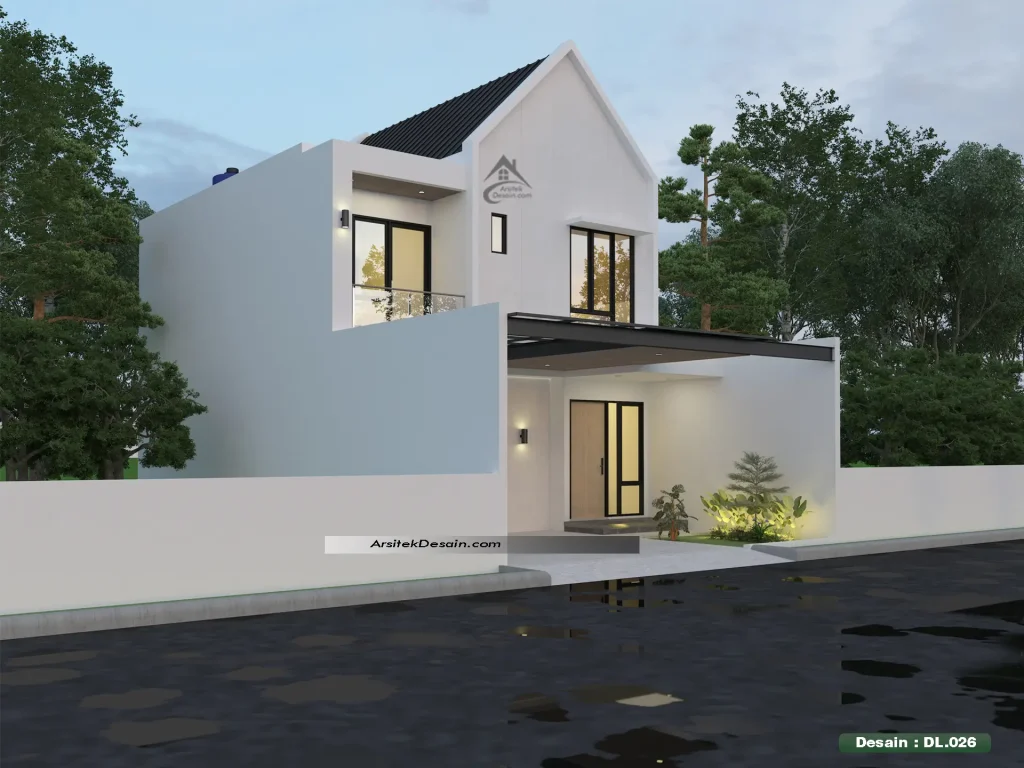desain rumah scandinavian minimalis 2 lantai ukuran lebar 8 meter