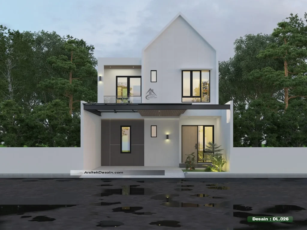 desain rumah scandinavian minimalis 2 lantai ukuran 8x15 meter