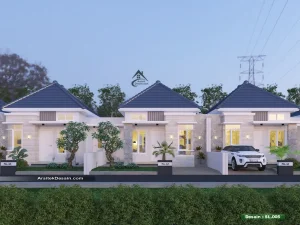 desain perumahan minimalis 1 lantai type 65 ukuran lebar 7,5 x 15 meter
