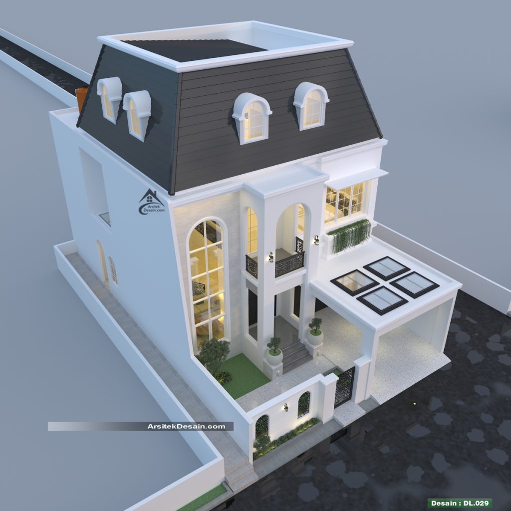 desain rumah 2 lantai mewah model american klasik modern lebar 11 x 18 meter hook