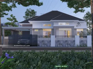 desain rumah lebar 17 x 13 meter hook 1 lantai minimalis mewah modern elegan cantik terbaru