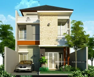 desain rumah lebar 7 meter 2 lantai minimalis modern cantik