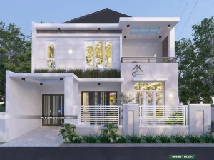 desain rumah mewah lebar 10 meter hook 2 lantai elegan