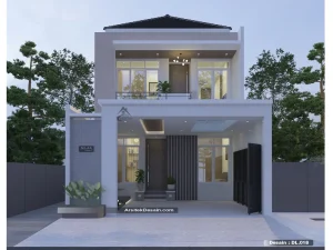 desain rumah mewah terbaru 2 lantai modern lebar 7 x 20 meter