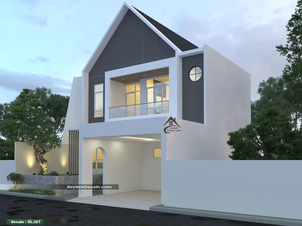 desain rumah minimalis 2 lantai model scandinavian ukuran lebar 12 x 20 meter