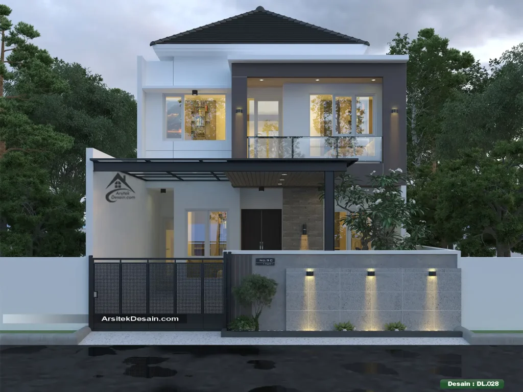 desain rumah minimalis terbaru modern 2 lantai lebar 8 meter elegan