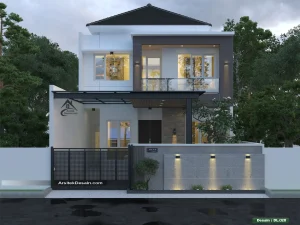 desain rumah minimalis terbaru modern 2 lantai lebar 8 meter elegan