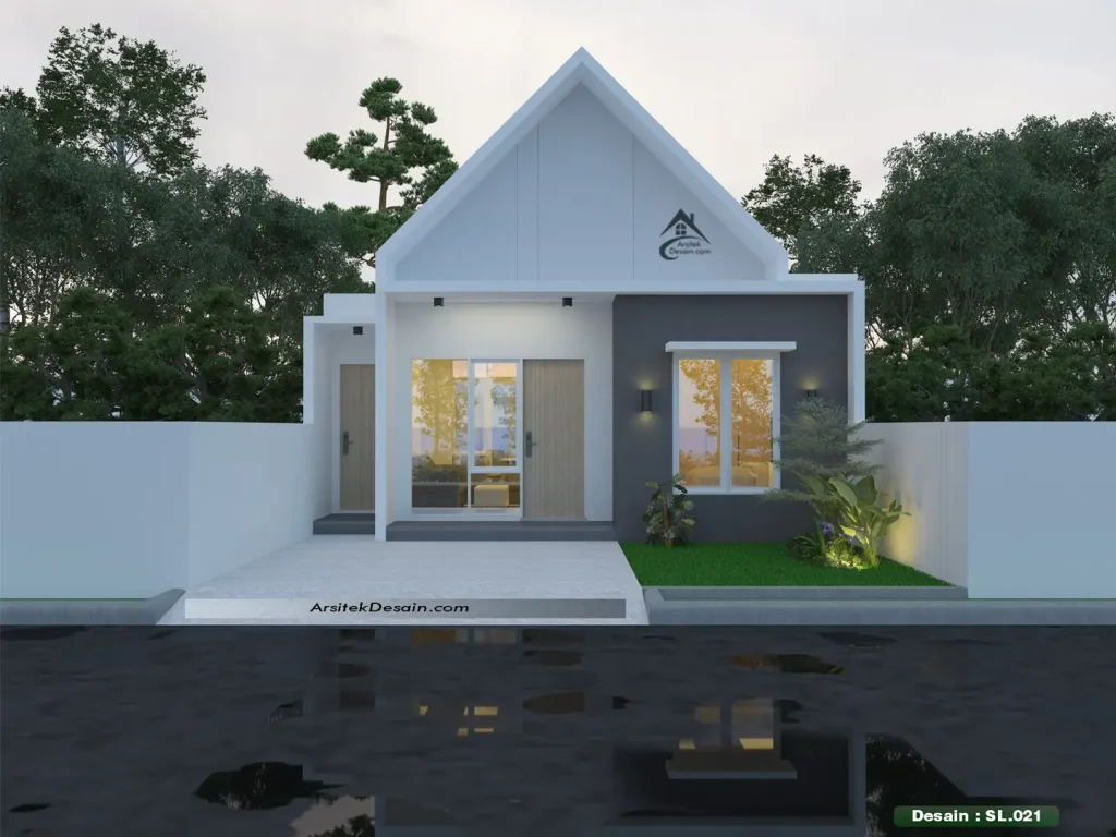 desain rumah scandinavian 1 lantai minimalis lebar 8 meter type 80 model terbaru