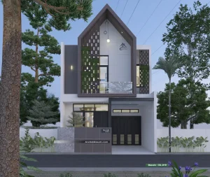 desain rumah scandinavian modern 2 lantai ukuran lebar 6 x 13 meter cantik terbaru