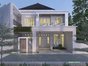 desain rumah tropis mewah 2 lantai fasad hunian cantik dan elegan