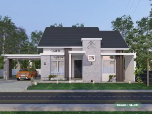 Desain rumah 1 lantai minimalis modern lebar 10 meter
