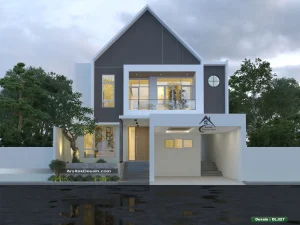 gambar desain rumah minimalis scandinavian 2 lantai lebar 12 meter cantik dan modern