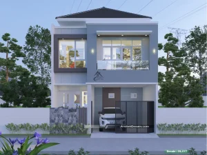 gambar desain rumah minimalis sederhana 2 lantai ukuran lahan lebar 8 meter modern cantik